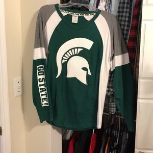 MSU/Michigan State long sleeve shirt. PINK